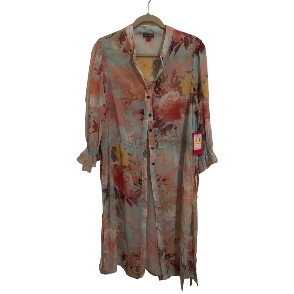 Vince Camuto Faded Blooms Side Tie Tunic size M NWT